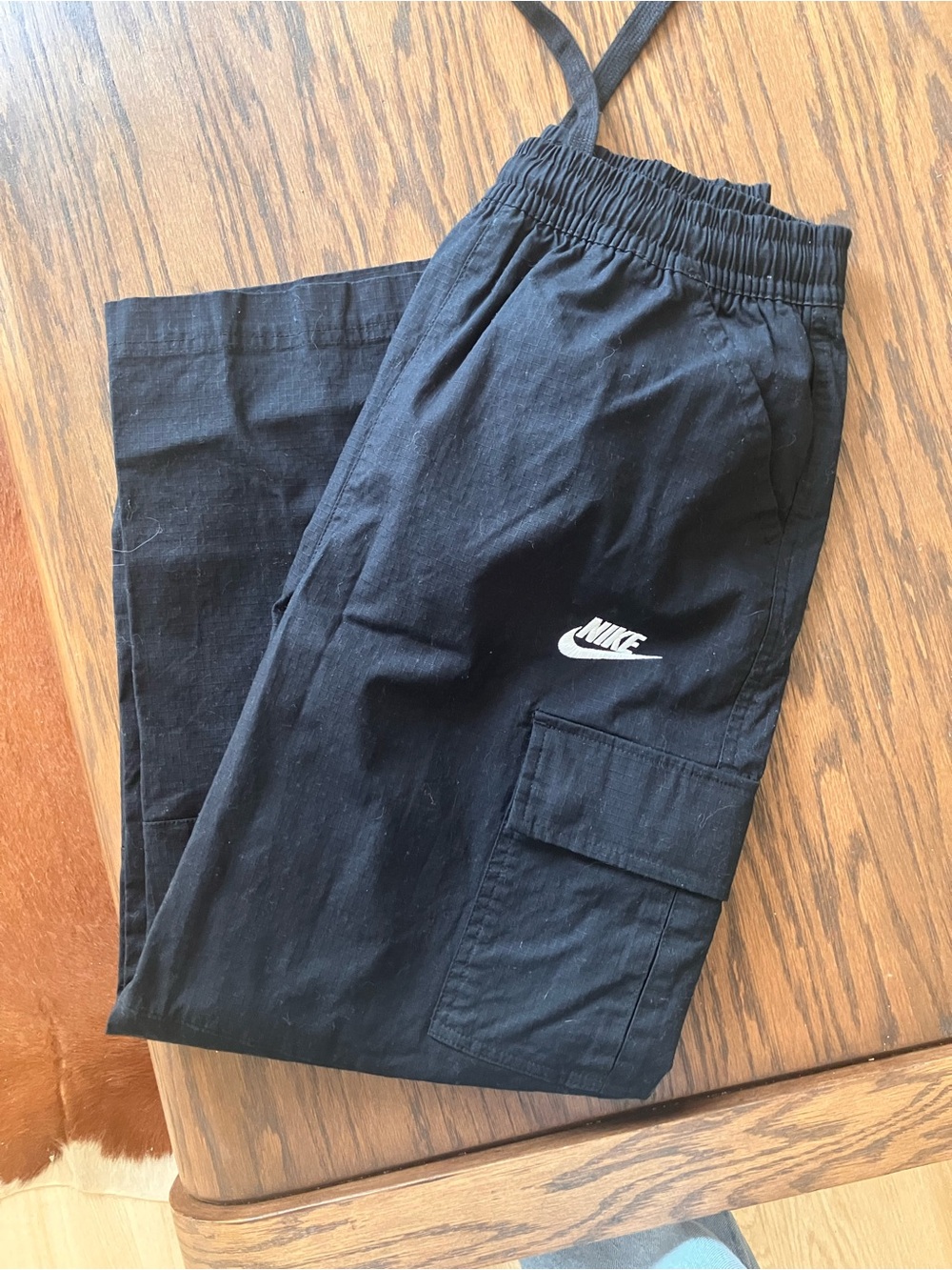 Nike Kids Black Cargo Joggers with White Logo